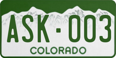 CO license plate ASK003