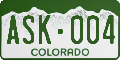 CO license plate ASK004