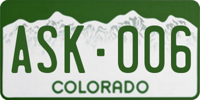 CO license plate ASK006