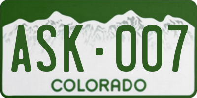CO license plate ASK007