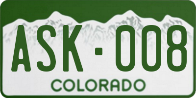 CO license plate ASK008