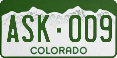 CO license plate ASK009