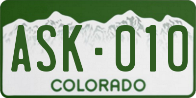 CO license plate ASK010