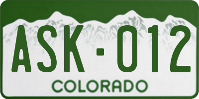 CO license plate ASK012