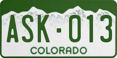 CO license plate ASK013