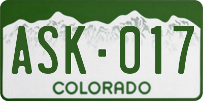 CO license plate ASK017