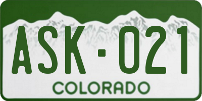 CO license plate ASK021