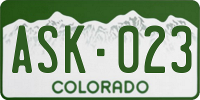 CO license plate ASK023