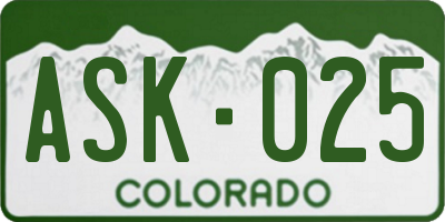 CO license plate ASK025