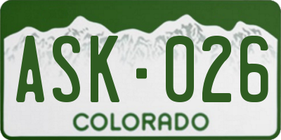 CO license plate ASK026