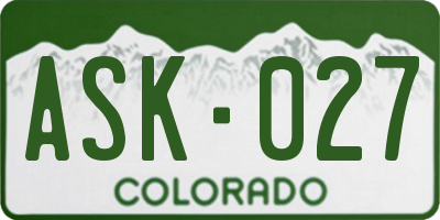 CO license plate ASK027