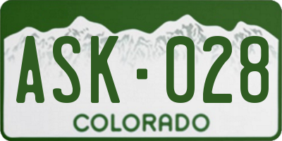 CO license plate ASK028