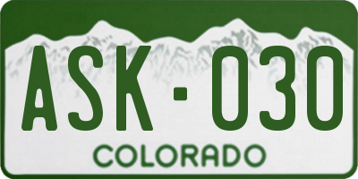 CO license plate ASK030