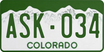 CO license plate ASK034