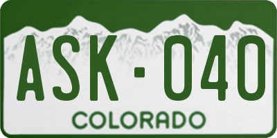 CO license plate ASK040