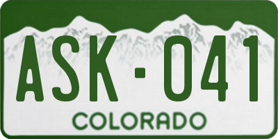CO license plate ASK041