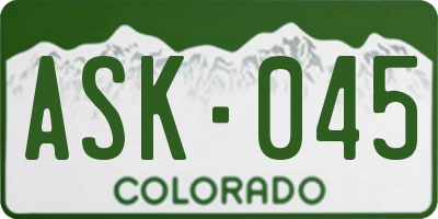 CO license plate ASK045