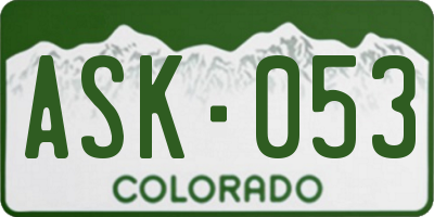 CO license plate ASK053