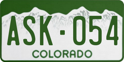 CO license plate ASK054