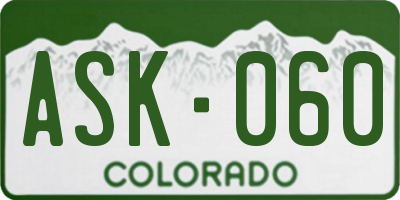 CO license plate ASK060