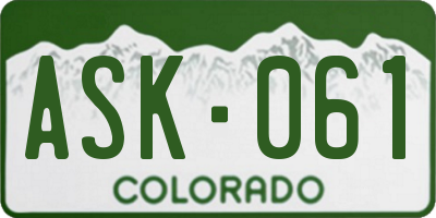 CO license plate ASK061