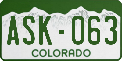 CO license plate ASK063