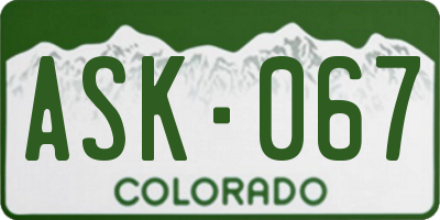 CO license plate ASK067