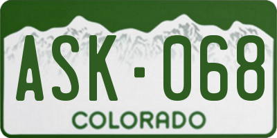 CO license plate ASK068
