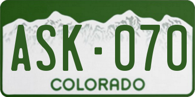CO license plate ASK070