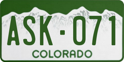 CO license plate ASK071