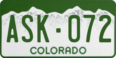 CO license plate ASK072