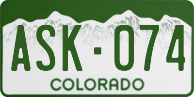 CO license plate ASK074