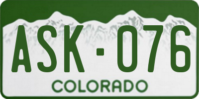 CO license plate ASK076