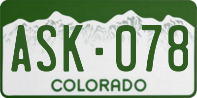 CO license plate ASK078