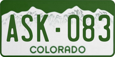 CO license plate ASK083