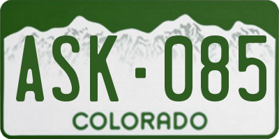 CO license plate ASK085