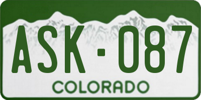 CO license plate ASK087