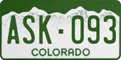 CO license plate ASK093