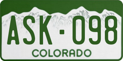 CO license plate ASK098