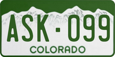 CO license plate ASK099