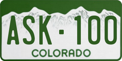 CO license plate ASK100