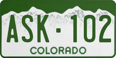 CO license plate ASK102