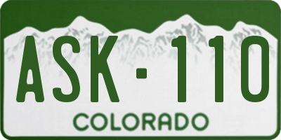 CO license plate ASK110