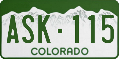 CO license plate ASK115