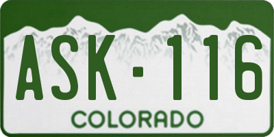 CO license plate ASK116