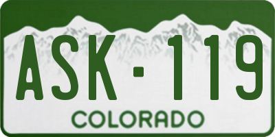 CO license plate ASK119