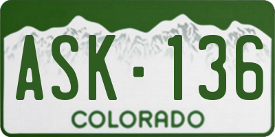 CO license plate ASK136
