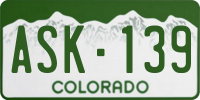 CO license plate ASK139