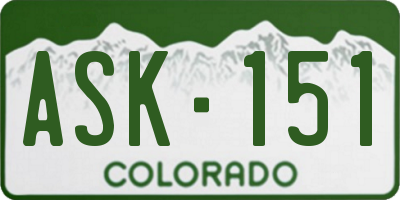 CO license plate ASK151