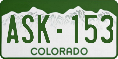 CO license plate ASK153
